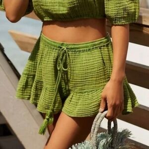 Anthropologie Olive Textured Skort